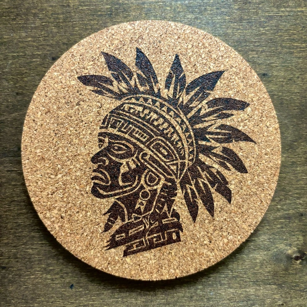 Aztec Clipart 19 Laser Engraved Cork Coaster